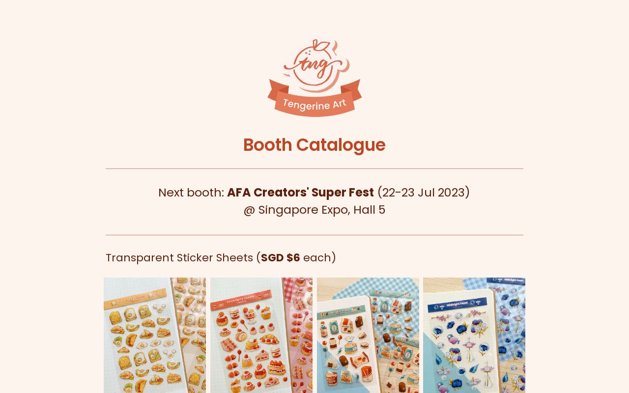 Tengerine Art Booth Catalogue